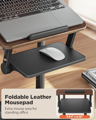 SAIJI Laptop Stand for Desk, Stable Standing Laptop Riser with Foldable Mouse Pad, Standing Computer Stand with 4 Adjustable Height Up to 20.47", Tall Stand Fit All Laptops Under 17.3" SAIJI