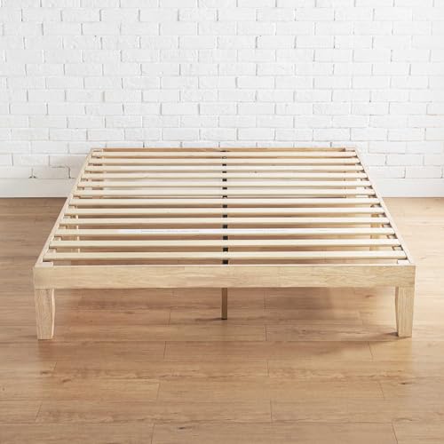 Mellow Naturalista Classic 12 Inch Solid Wood Platform Bed with Wooden Slats, Queen, White Wash Mellow