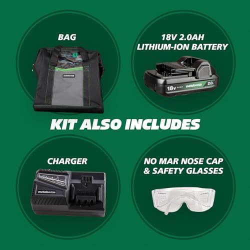 Metabo HPT 18V MultiVolt™ Cordless Brad Nailer Kit, 18 Gauge, 5/8" up to 2" Brad Nails, Includes (1) 18V 2.0Ah Lithium Ion Battery w/Fuel Gauge, Charger, Bag, Lifetime Power Tool Warranty, NT1850DFT Metabo HPT