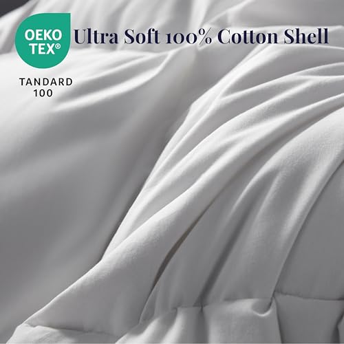 Ubauba Goose Feather Down Fiber Comforter Twin Size - Extra Fluffy 100% Cotton White Duvet Insert, High Fill Power, All-Season Medium Warmth, Hotel Luxury Bedding, 68 x 90 Inches Ubauba