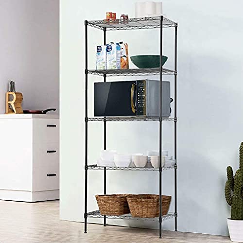 PayLessHere 14" D×24" W×60" H Wire Shelving Unit Metal Commercial Shelf with 5 Tier Layer Rack Strong Steel for Restaurant Garage Pantry Kitchen Garage,Black PayLessHere