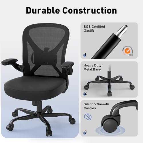 ZZH Ergonomic Office Chair Set of 10 with Adjustable Lumbar Support, Mesh Home Office Desk Chair with Wheels and Flip-up Arms, Black ZZH