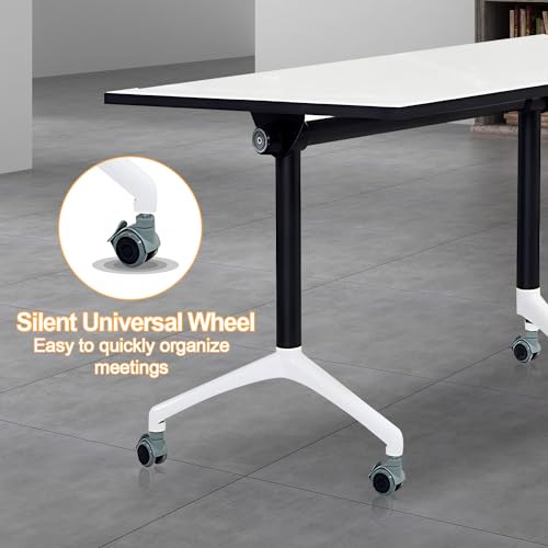 Conference Table, Mobile Training Table with Silent Wheels, Modern Flip Top Foldable Conference Room Table,Rolling Meeting Tables,Seminar Conference Tables for Office, Meeting Room (6pack) VORDERRY