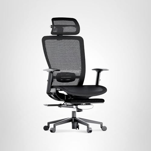 FLEXISPOT Ergonomic Office Chair with Footrest, Mesh High Back Computer Chair, Home Office Desk Chairs, with Adjustable Lumbar Support/4D Headrest/Reliable Base, Breathable Mesh Seat, Black, OC3 AIR-F FLEXISPOT