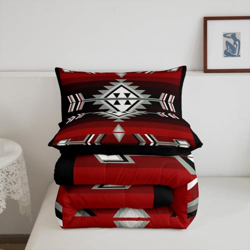 Erosebridal Rustic Western Bedding Sets Full Southwestern Aztec Comforter Set for Men Boys,Farmhouse Bohemian Geometric Bedding Comforter Sets Exotic Ethnic American Native Quilt Duvet 3 Pcs Erosebridal