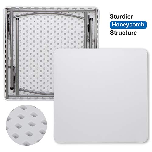 ZenStyle 3 ft Indoor Outdoor Heavy Duty Portable Plastic Folding Table, Square Card Table Utility Desk Game Table for Puzzles Crafting Picnic Camping Dining Party, White ZenStyle