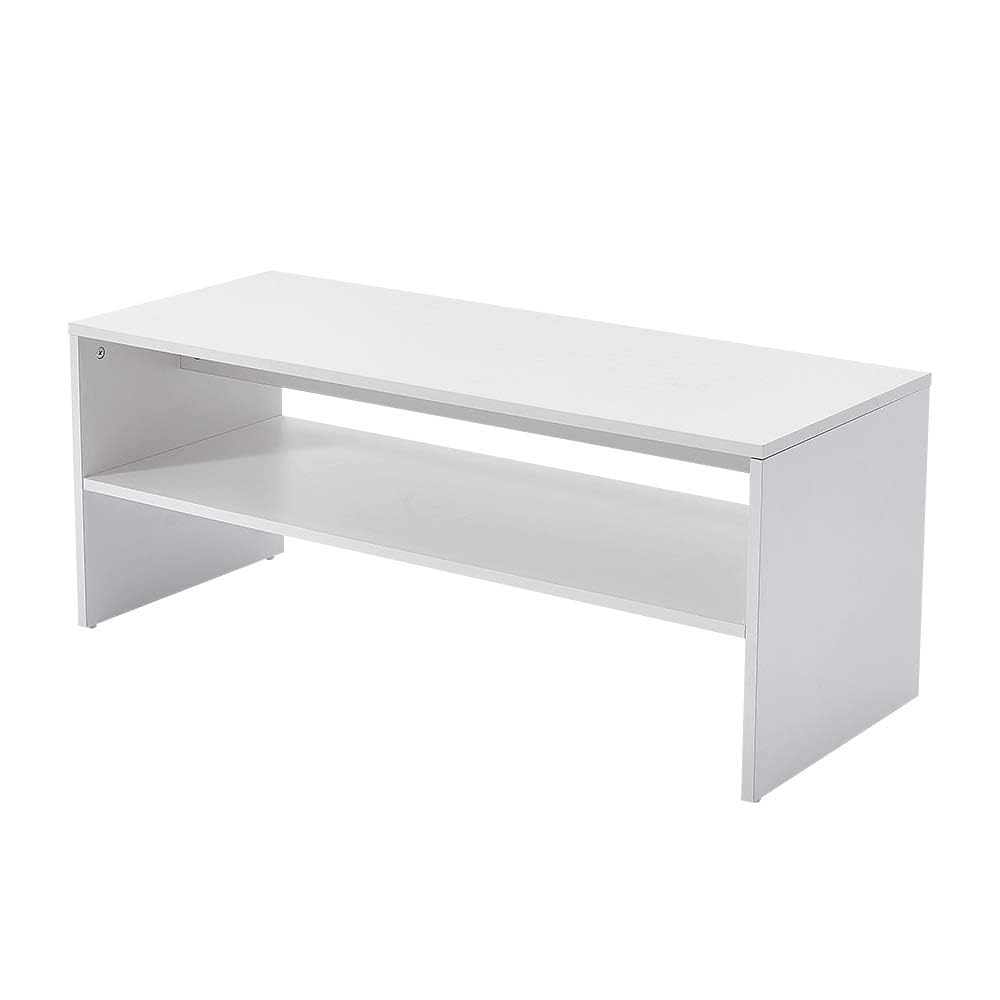 Panana 2-Tier Coffee Table Simple Couch Sofa Side End Table Tea Accent Table for Living Room Office, 39.4" x 15.7" x 15.7" (White) Panana