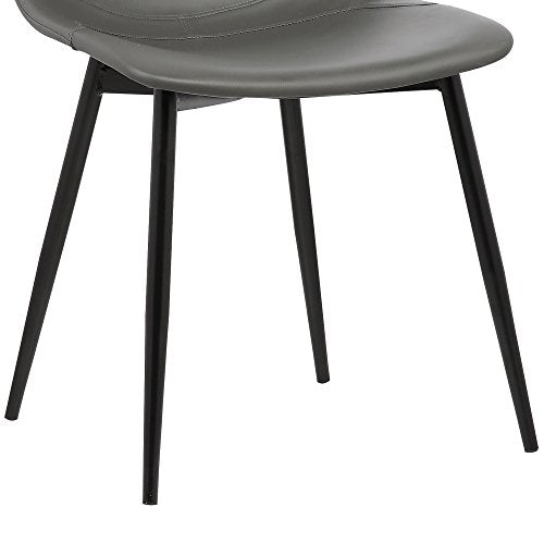Armen Living Monte Mid Century Modern Dining Accent Chair for Table Kitchen Desk Vanity in Charcoal Gray Faux Leather with Black Metal Legs Armen Living