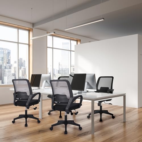NEO Chair Office Desk Ergonomic Mesh Computer Chair with Lumbar Support Adjustable Height Swivel Rolling Wheels Comfy Mid Back Task Chair for Home Bedroom Vanity Study (Black) NEO CHAIR
