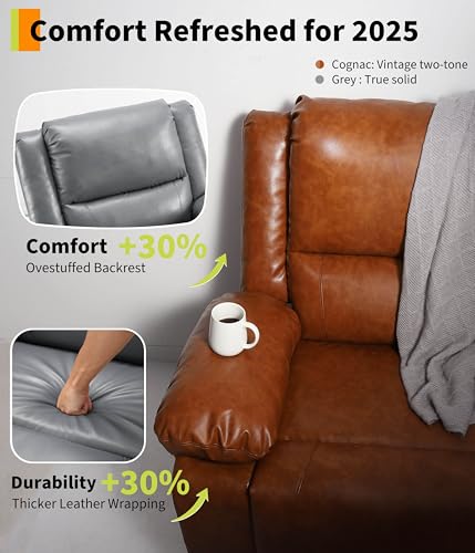 GarveeHome Power Lift Recliner Chair - Heat and Massage, PU Leather Electric Lift Recliner for Elderly & Mobility Impaired,Reclining Sofa with Side Pocket for Living Room
