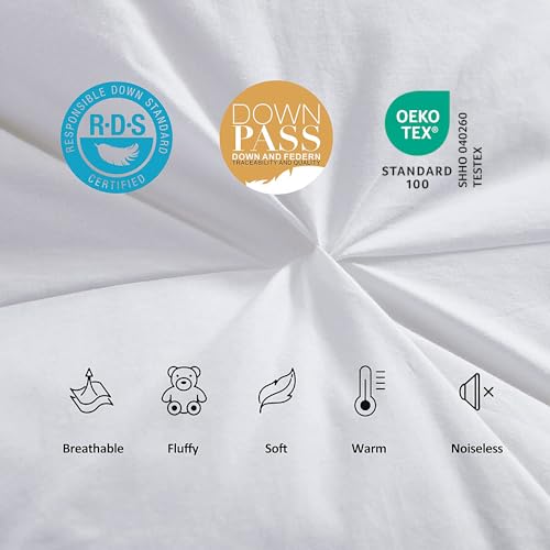 Luxurious All-Season Goose Down Feather Fiber Comforter Super King Size Duvet Insert (120x120), Exquisite Pinch Pleat Design- White, Premium Baffle Box, 100% Egyptian Cotton Cover, 85 oz. Fill Weight EGYPTIAN BEDDING