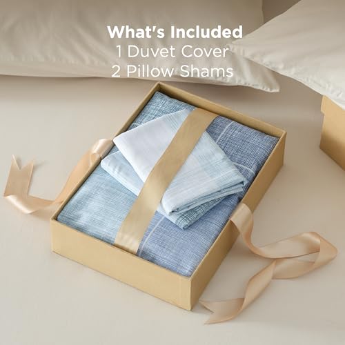 Bedsure Duvet Cover King Size - Gingham Reversible Buffalo Plaid Duvet Cover Set with Zipper Closure, 3 Pieces Blue Bedding Set with 8 Corner Ties and 2 Pillow Shams 20"x36" Bedsure