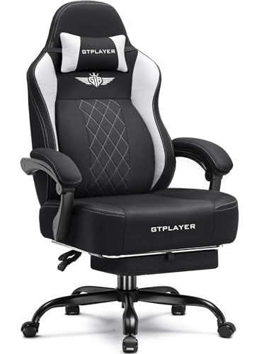 GTPLAYER Big and Tall Gaming Chair Breathable Fabric Computer Chair with Strong Lumbar Support, Comfortable Office Chairs with Pocket Spring Cushion, High Back Ergonomic Desk Chairs with Footrest