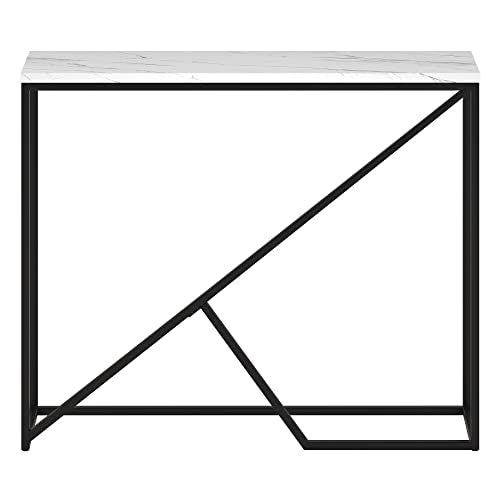 Henn&Hart 36" Wide Console Table with Faux Marble Top in Blackened Bronze, for Home, Living Room, Bedroom, Entertainment Room, Office Henn&Hart