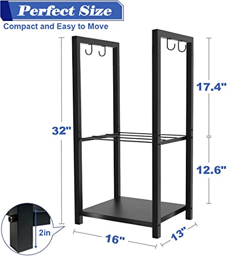 Koutemie 2 Tiers Small Firewood Log Storage Rack Holder for Indoor Fireplace or Outdoor Patio, Black Koutemie