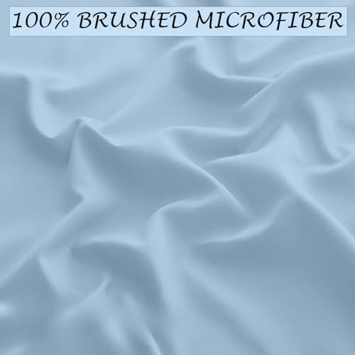 Queen Size Fitted Sheet – Ultra Soft 1800 Microfiber – Deep Pocket Fits Up to 16” Mattress – Wrinkle & Fade Resistant – Single Fitted Bottom Sheet Only (Light Blue) Peace Sleep Bedding