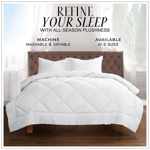 Twin/Queen/King Down Alternative Comforter, 2100 Series All-Season Duvet Insert with Corner Tabs, Box-Stitch, Soft Microfiber, Machine Washable (White, King) Pantrypoet