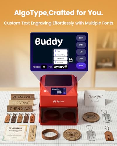 AlgoLaser Pixi Smart Laser Engraver - 3W Portable Laser Engraver Machine with 3.5" Touchscreen & AlgoOS System & APP - Laser Engraving for Wood, Acrylic, Glass, Beginner & DIY Gift & Small Business AlgoLaser