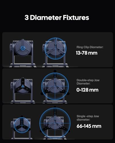 LaserPecker Rotary Extension for LP2 Plus/LP5/LP4 – 180° Adjustable Jaw Chuck for Engraving Cones, Cylinders, Spheres, Rings, Wine Glasses, and More LaserPecker