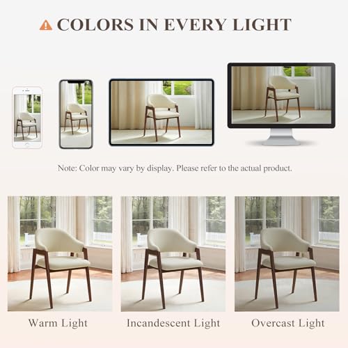 MALOL Wooden Dining Chairs Set of 6, Modern Fabric Upholstered Dining Room Chair, Kitchen Side Chairs, Farmhouse Dinner Chair with Curved Open Back for Kitchen, Beige MALOL