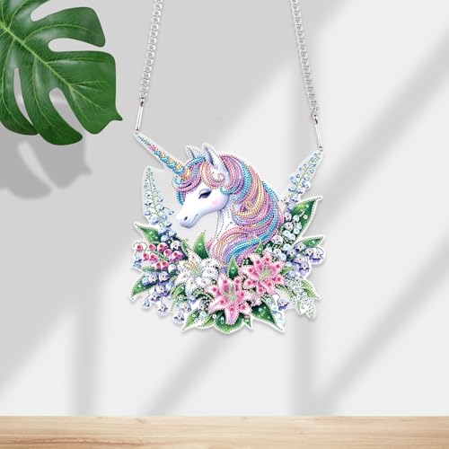 JISHSHAY Diamond Painting Hanging Unicorn Diamond Art Pendant Flower Gem Art Wind Chimes Gem Painting Hanging Pendant Mosaic Kits for Adults Windchimes Embroidery Kit Suncatchers Sun Catchers JISHSHAY