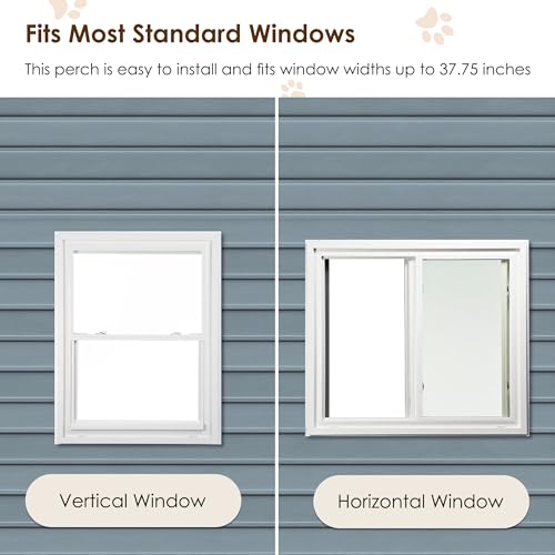 Cat Window Perch, Cat Catio for Large Indoor Cats, Outdoor Pet House Weatherproof, Catio Outdoor Enclosure, Space-Saving Pet Furniture for Window Naps and Sunbathing (Black+ Gray, 43.3) VKTO