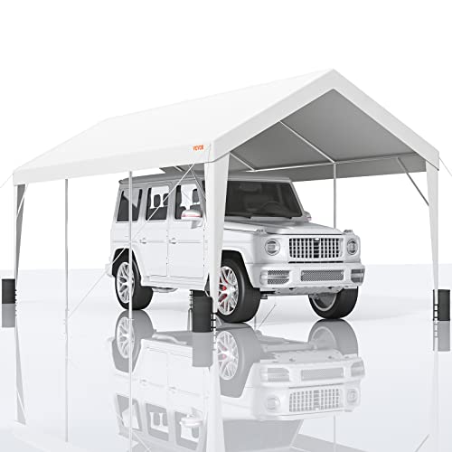 VEVOR Upgraded 10x20 ft Heavy Duty Carport Car Canopy, Car Port Garage Boat Shelter Party Tent with 8 Reinforced Poles and 4 Weight Bags, UV Resistant Waterproof Tarp for SUV, Truck, Boat VEVOR