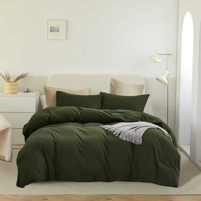 Pureant Army Green Comforter Set King Size Solid Olive Bedding Comforter Dark Green King Comforter for Women Men Hunter Comforter Soft Minimalist Military Green Bedding Breathable