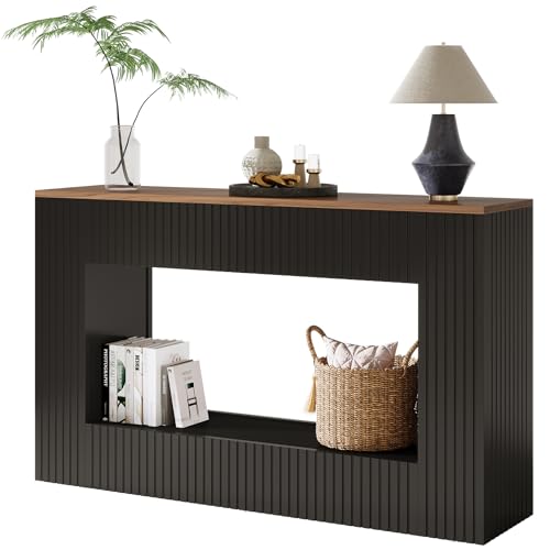 Tribesigns Modern Console Table, 55-Inch Wood Entryway Table with Storage, Narrow Long Sofa Table Behind Couch Table for Living Room, Foyer, Hallway, Black Tribesigns