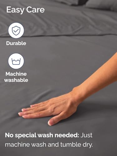 Extra Deep Queen Fitted Sheet - Hotel Luxury Single Fitted Sheet Only - Easily Fits 18 inch to 24 inch Mattress - Ultra Soft, Wrinkle & Fade Free w/Extra Deep Pockets - Breathable & Comfy - Dark Grey CGK Unlimited