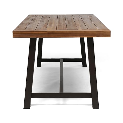 Merax Outdoor Dining Table for 8 Person, Rectangle Weather Resistant Patio Furniture for Yard, Garden, and Lounge, Teak Merax