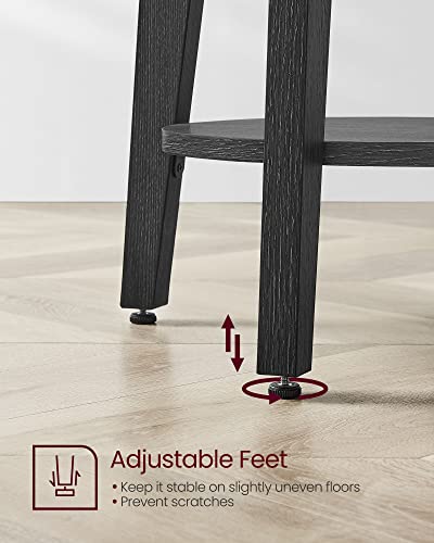 VASAGLE Side Table, Small Round End Table with Lower Shelf, Nightstand for Small Spaces, Living Room, Bedroom, Charcoal Gray ULET283T22 VASAGLE