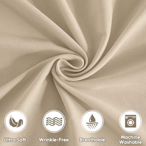 Swiftify Twin Sheets Set, 3 Pieces Hotel Luxury Soft Microfiber Bed Sheets Set, Up to 16" Deep Pockets, Oeko-Tex Sheets with Elastic, Breathable, Wrinkle Free (Beige, Twin) Swiftify