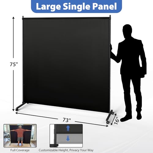 Room Divider, 73x75inch Large Single Panel Privacy Screen with Wheels,Thickened Fabric,Portable Partition Wall for Room Separation,Freestanding Room Separator for Indoor Office,Bedroom,Outdoor Patio XGMDD