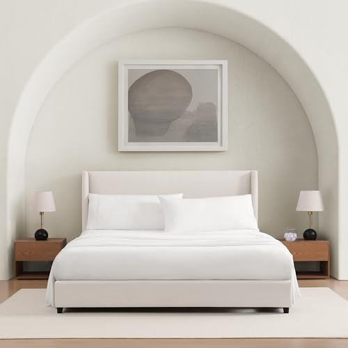 UGG Hedi Cali King Sheet Set 4-Piece Luxury Cooling Sheets Deep Pockets Premium Bedding with 2 Pillow Shams Hypoallergenic Machine Washable Soft Lightweight Bed Set for Bedroom, California King, White UGG
