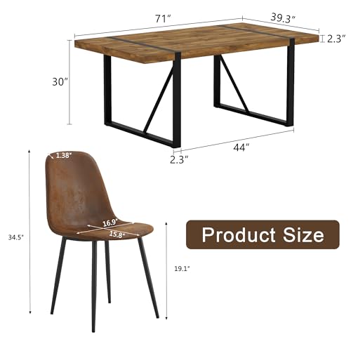 MUUOKY Dining Table Set for 8, Modern 71'' Dark Wood Dining Table and Fabric Dining Chairs Set of 8,Table and Chairs Set of 8,Ideal for Kitchen Dining Room MUUOKY