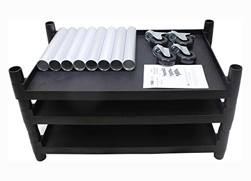 MaxWorks 80774 3-Shelf Utility Plastic Cart with Wheels-225 Lbs Maximum Capacity , Black MaxWorks