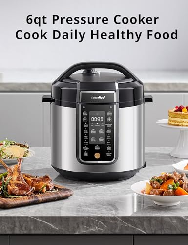 COMFEE’ Pressure Cooker 6 Quart with 13 Cooking Functions, Olla de Presion Non-Stick Pot Yogurt Maker Rice Cooker Slow Cooker Sauté Steamer, Healthy Ceramic Inner Pot COMFEE'