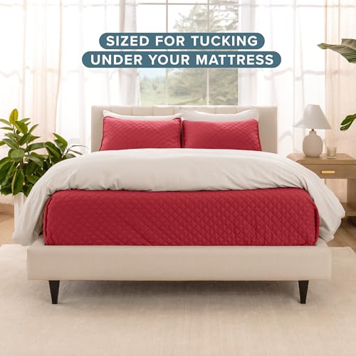 Bare Home Coverlet Set - Full/Queen - Lightweight Bed Decor - Comforter Alternative - All-Season Quilted Bedspread (Full/Queen, Red) Bare Home