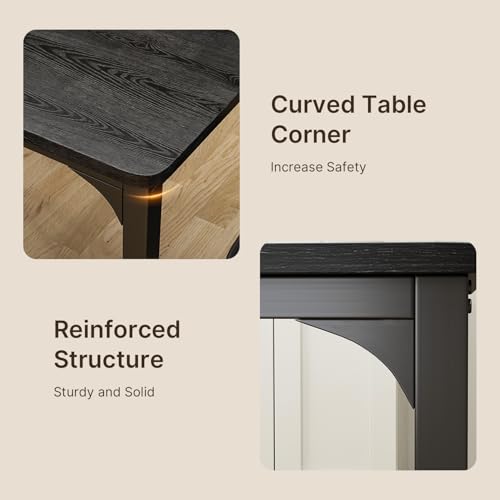 Gizoon Kitchen Table for 2, Table and Chairs Set of 2, 3 Piece Dinner Table Set with 2 Upholstered PU Leather Chairs for Dining Room, Living Room, Apartment, Small Space, Black Gizoon