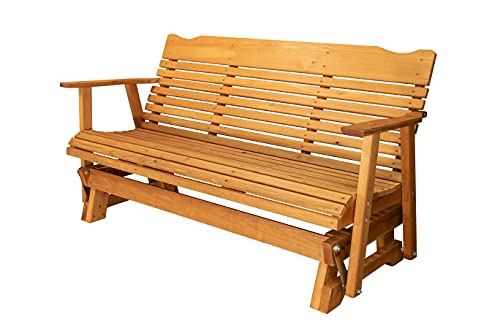 Kilmer Creek Rustic Finished 5' Cedar Porch Outdoor Glider, Amish Crafted Kilmer Creek