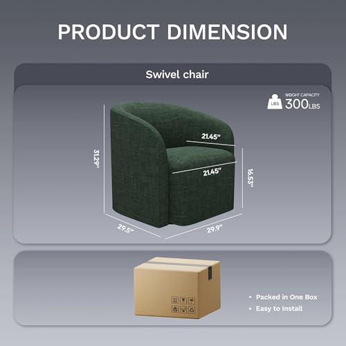 COLAMY Swivel Accent Chair,Swivel Barrel Chair,Upholstered Comfy 360 Degree Swivel Chair for Living Room/Bedroom/Waiting Room/Office(Green) COLAMY