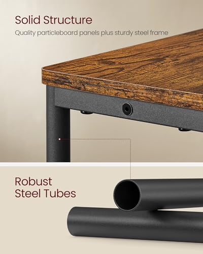 VASAGLE Side Table with Charging Station, Narrow End Table, 3-Tier Nightstand, Sofa Table for Small Spaces, Magazine Rack, for Living Room, Bedroom, Study, Rustic Brown and Ink Black ULET335K01 VASAGLE