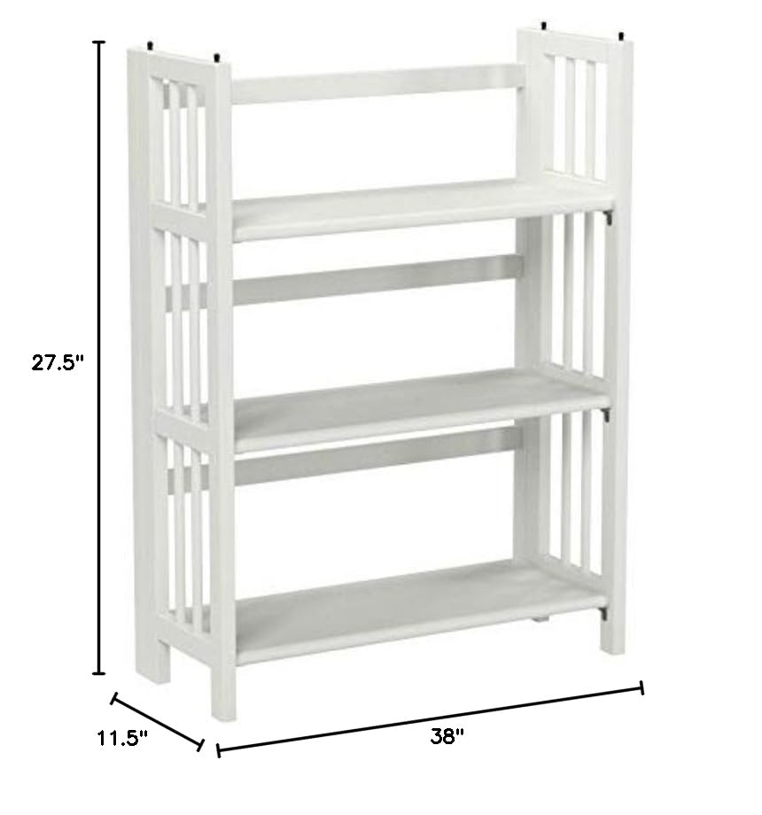 Casual Home 3-Shelf Folding Stackable Bookcase (27.5" Wide)-White Casual Home