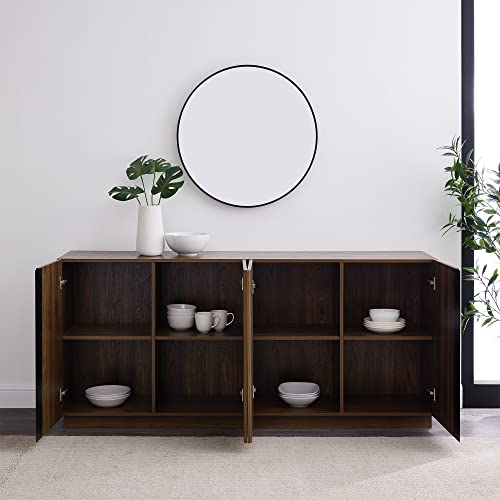 Walker Edison Liss Contemporary 4-Door Minimalist Sideboard, 70 Inch, Dark Walnut Walker Edison