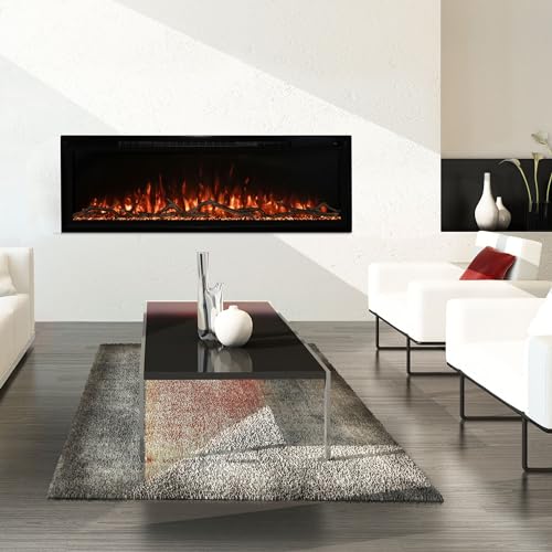Modern Flames Spectrum Slimline 50 inch Wall Mount Built in Electric Fireplace Insert | Fully Recessed 4'' Wall | SPS-50B Modern Flames