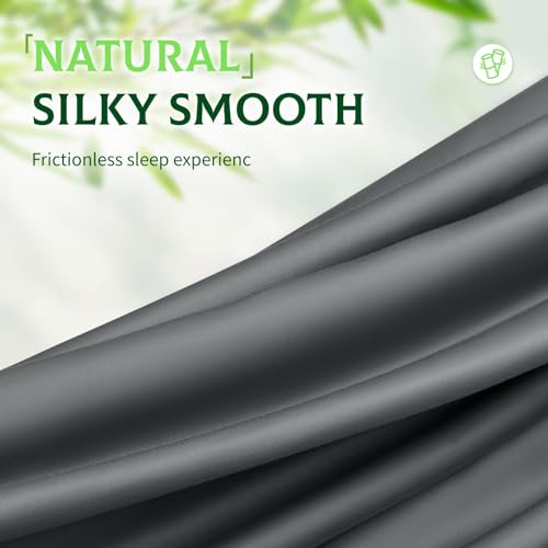 SONORO KATE 100% Viscose Derived from Bamboo_, Extra Deep Pocket up to 18"-24",Ultra Soft & Cooling Sheets for Hot Sleepers, Hotel Luxury Silky Bed Sheets (Dark Grey,King) SONORO KATE