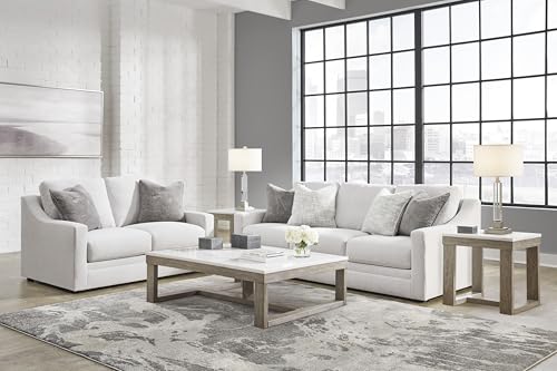 Signature Design by Ashley Maitelynn Contemporary Sofa with Accent Pillows, Reversible Cushions and Sloped Arms, Light Gray Signature Design by Ashley