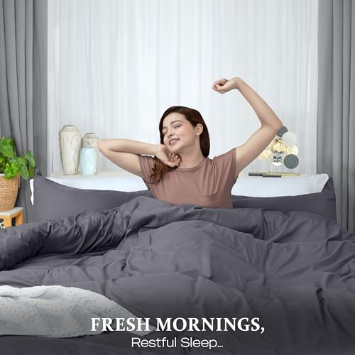 Utopia Bedding Duvet Cover King Size - 3 Piece with Zipper Closure - 1 Comforter Cover 104X90 Inches & 2 Pillow Shams 20X36 Inches (Grey) Comforter Not Included Utopia Bedding