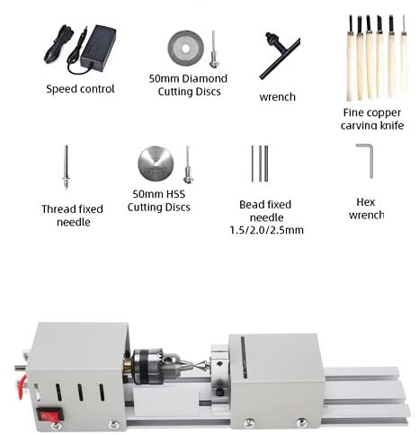 BJinegely Mini Lathe Beads Polisher Machine, Micro-Multi-Function Lathe Woodworking Wood DIY Tool Set BJinegely